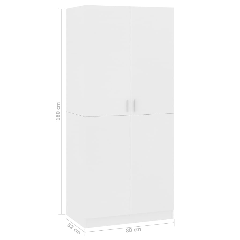 Armadio Bianco 80x52x180 cm in Legno Multistrato - homemem39