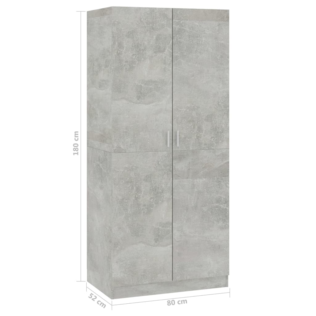 Armadio Grigio Cemento 80x52x180 cm in Truciolato - homemem39