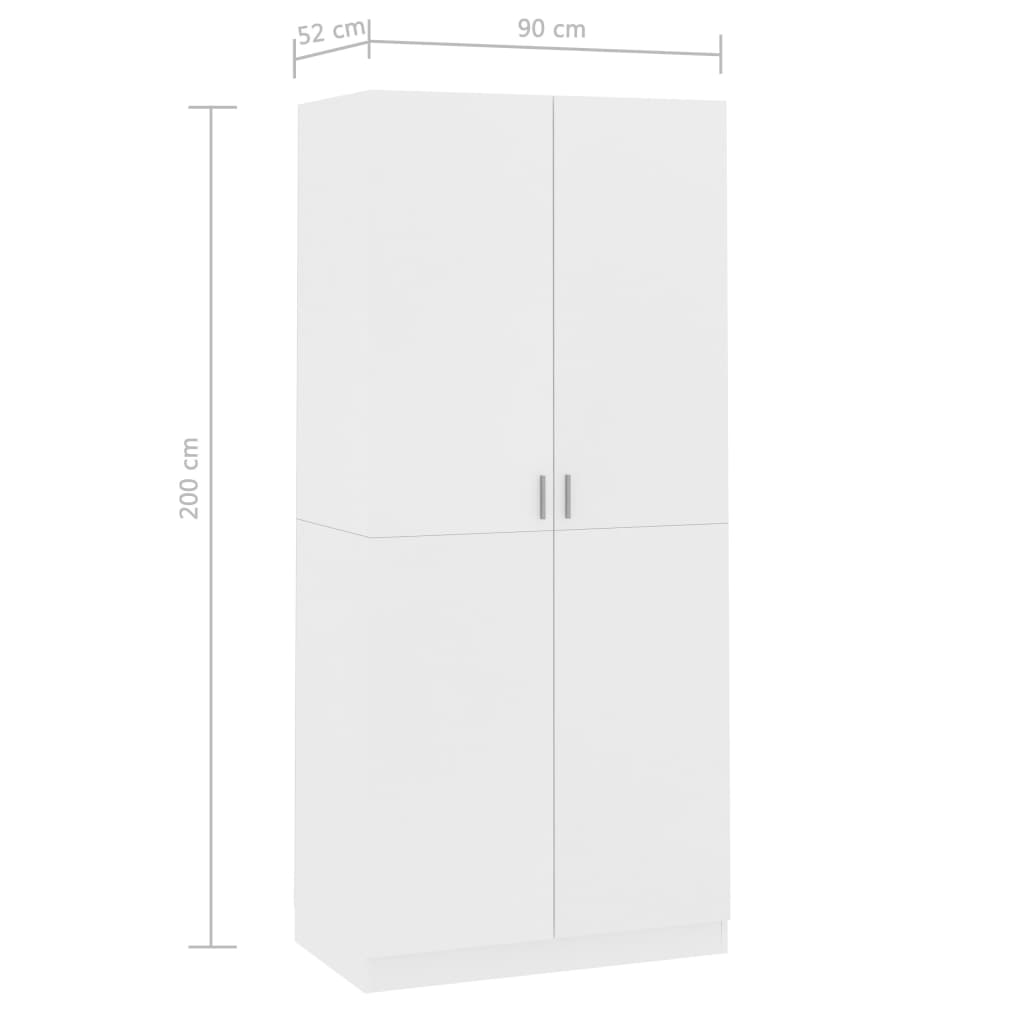 Armadio Bianco 90x52x200 cm in Legno Multistrato - homemem39