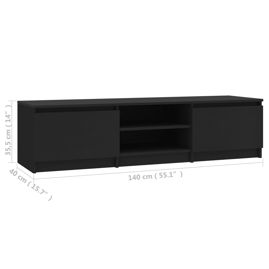 Mobile TV Nero 140x40x35,5 cm in Truciolato - homemem39