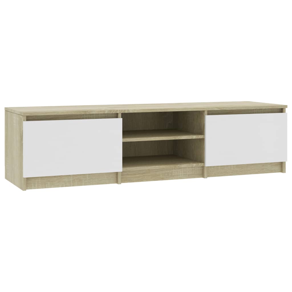 Mobile TV Bianco Rovere Sonoma 140x40x35,5 cm Legno Multistrato - homemem39