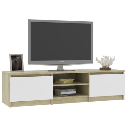 Mobile TV Bianco Rovere Sonoma 140x40x35,5 cm Legno Multistrato - homemem39