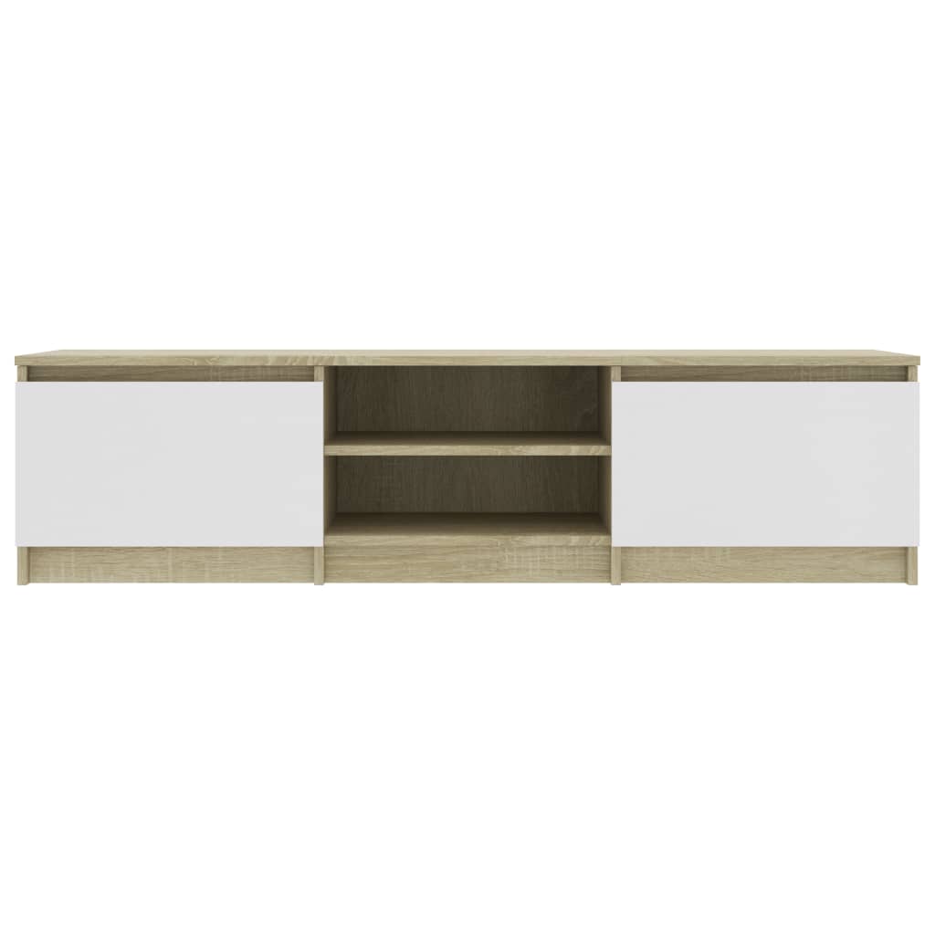 Mobile TV Bianco Rovere Sonoma 140x40x35,5 cm Legno Multistrato - homemem39