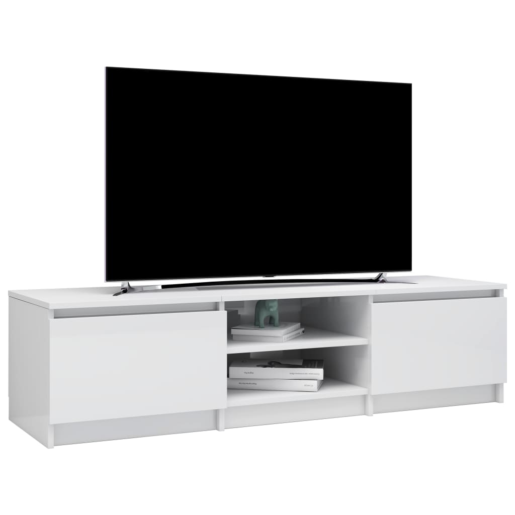 Mobile TV Bianco Lucido 140x40x35,5 cm in Truciolato - homemem39