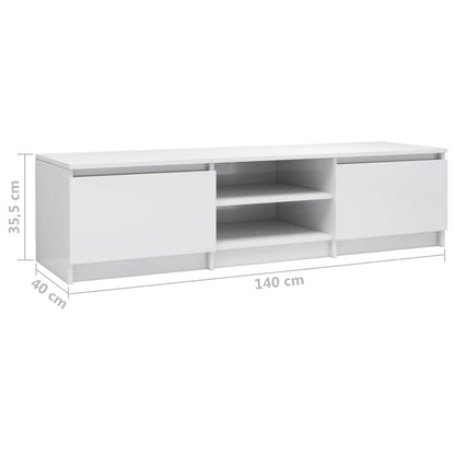 Mobile TV Bianco Lucido 140x40x35,5 cm in Truciolato - homemem39