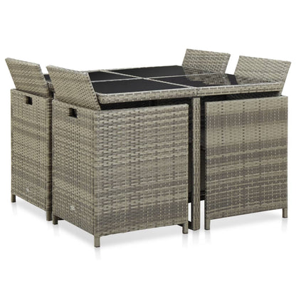 Set da Pranzo da Giardino 9 pz con Cuscini in Polyrattan Grigio - homemem39