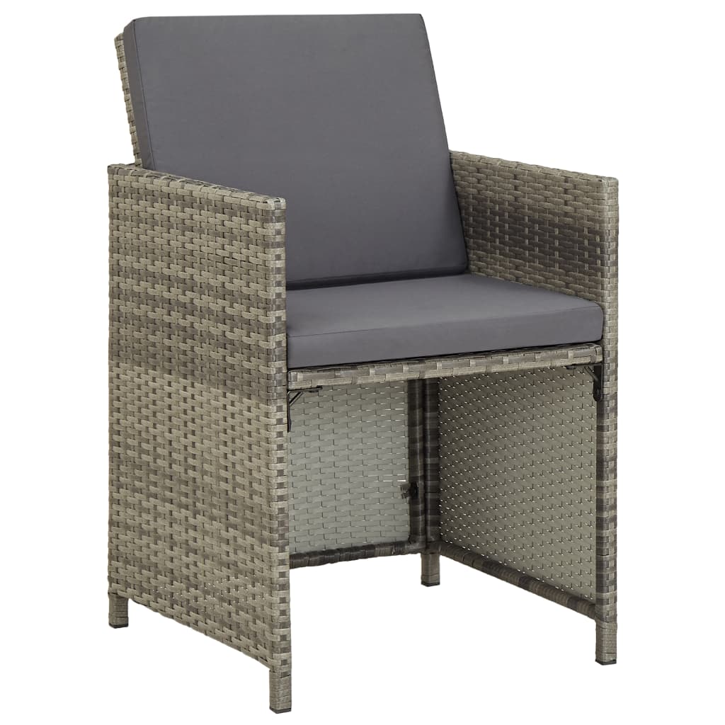 Set da Pranzo da Giardino 9 pz con Cuscini in Polyrattan Grigio - homemem39