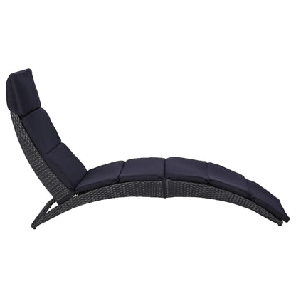 Lettino Prendisole con Cuscino in Polyrattan Nero - homemem39