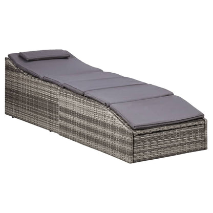 Lettino Prendisole con Cuscino in Polyrattan Grigio - homemem39