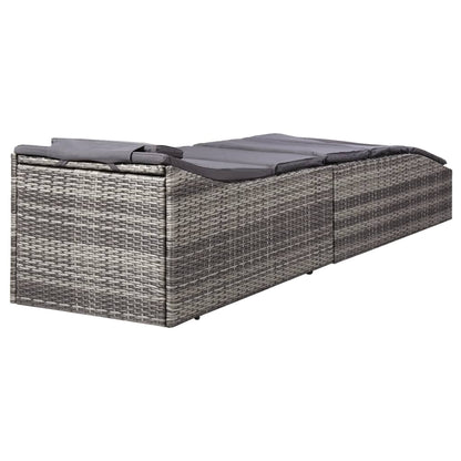 Lettino Prendisole con Cuscino in Polyrattan Grigio - homemem39