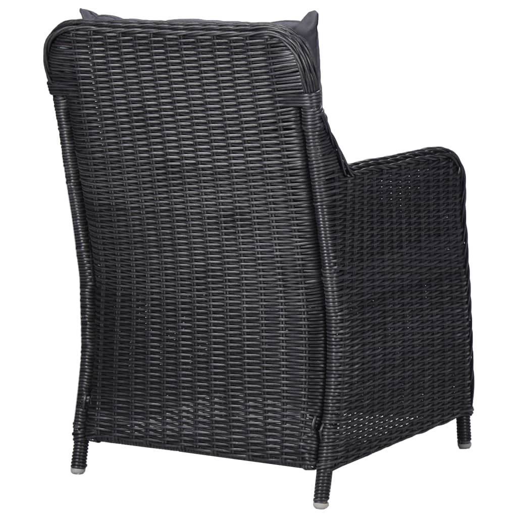 Sedie da Giardino 2 pz con Cuscini in Polyrattan Nere - homemem39