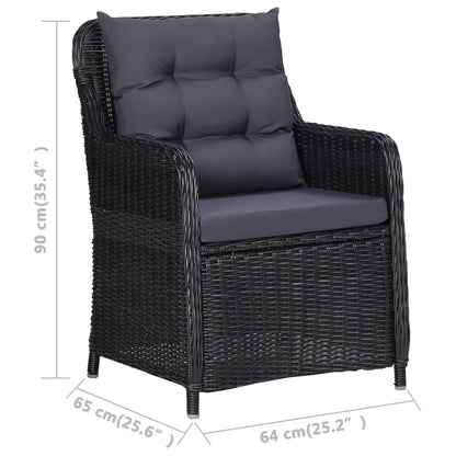 Sedie da Giardino 2 pz con Cuscini in Polyrattan Nere - homemem39