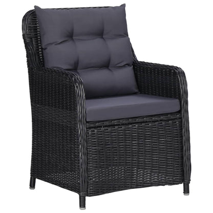 Sedie da Giardino 2 pz con Tavolino da Tè in Polyrattan Nero - homemem39