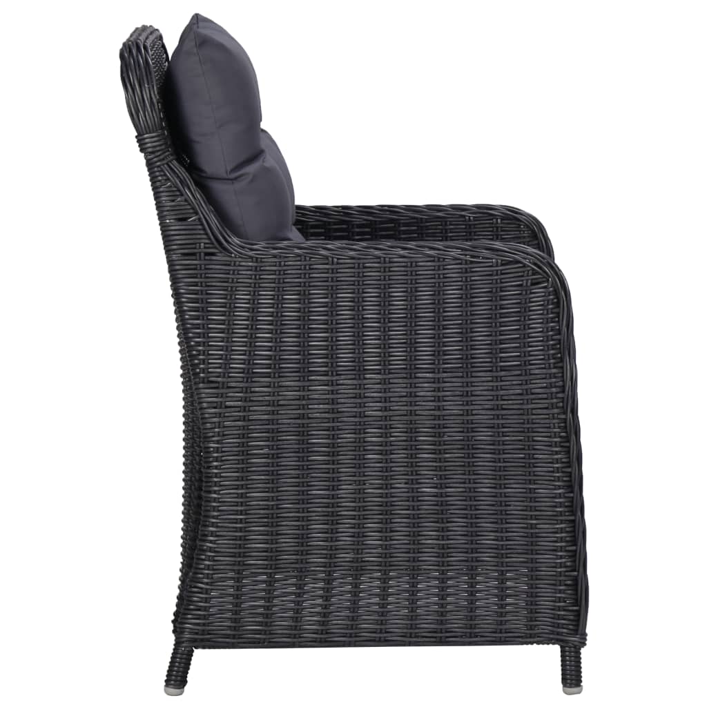 Sedie da Giardino 2 pz con Tavolino da Tè in Polyrattan Nero - homemem39