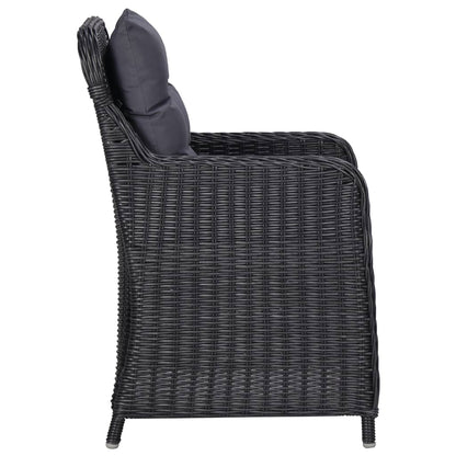 Sedie da Giardino 2 pz con Tavolino da Tè in Polyrattan Nero - homemem39