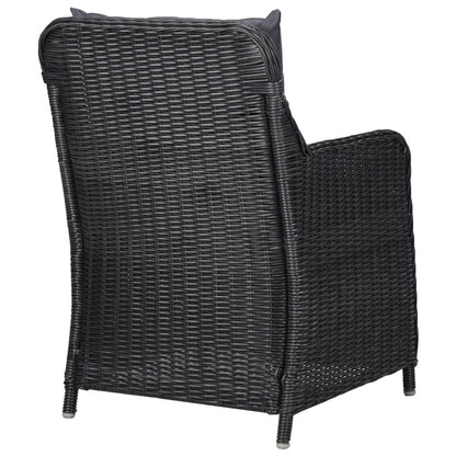 Sedie da Giardino 2 pz con Tavolino da Tè in Polyrattan Nero - homemem39