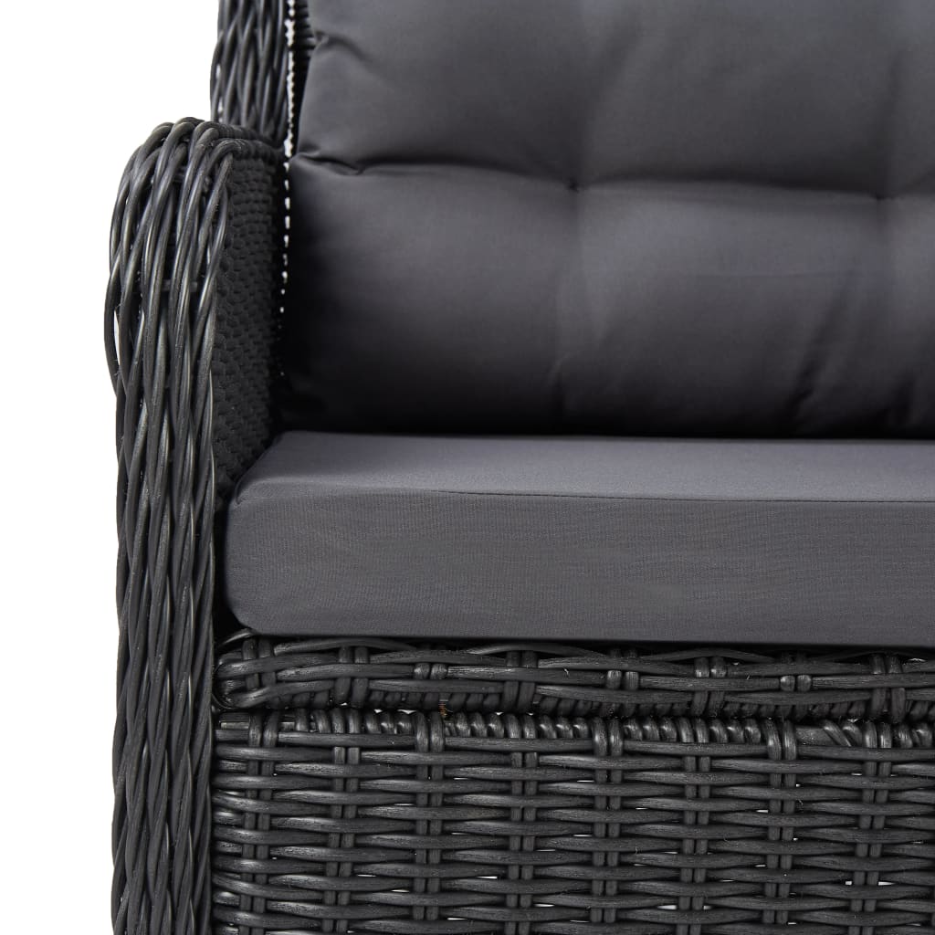 Sedie da Giardino 2 pz con Tavolino da Tè in Polyrattan Nero - homemem39