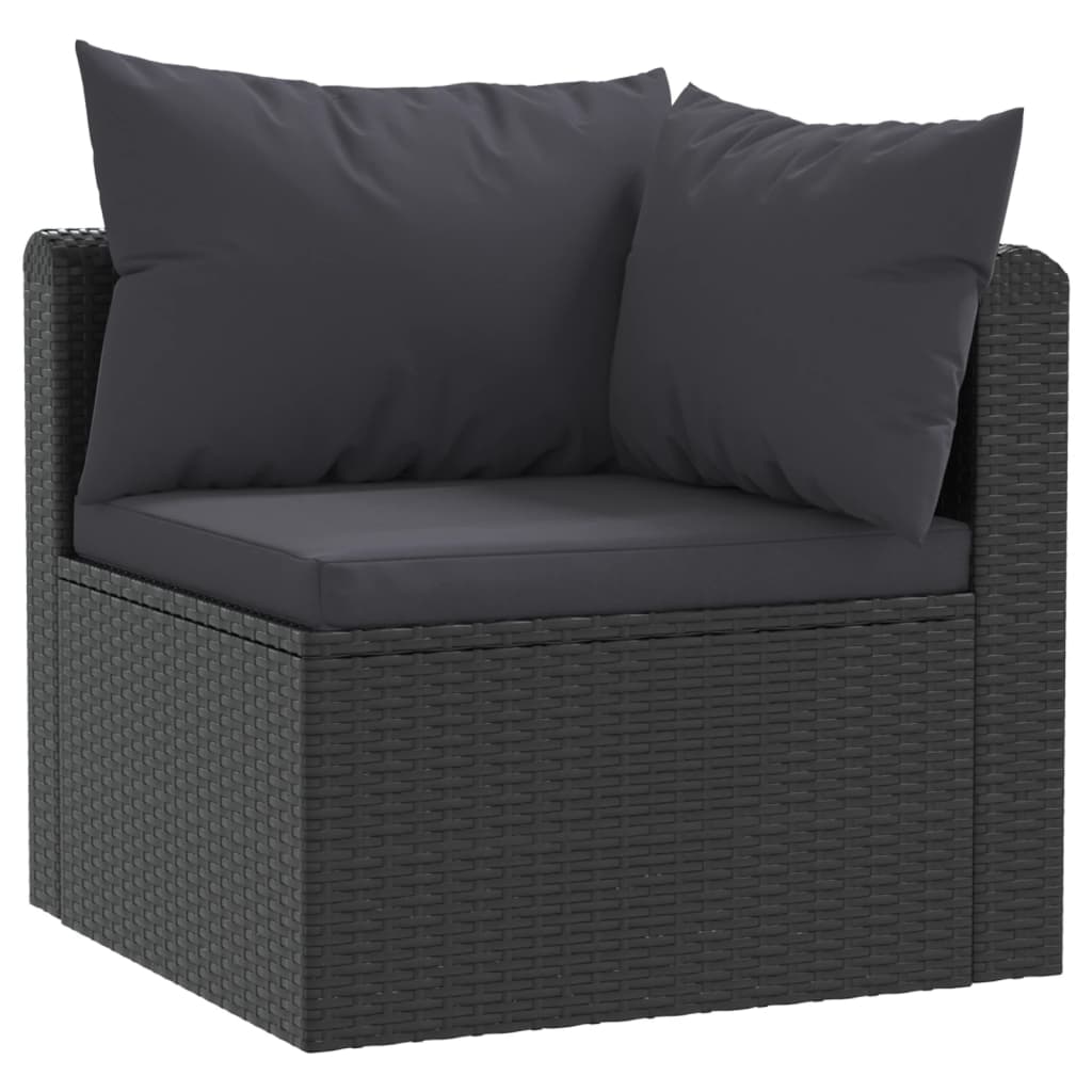 Set Divani da Giardino 7 pz con Cuscini in Polyrattan Nero - homemem39