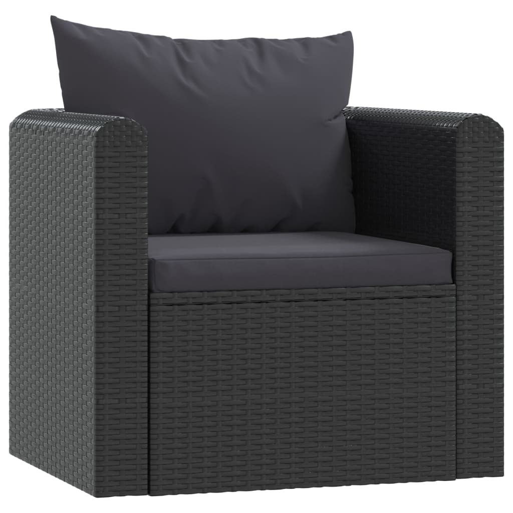 Set Divani da Giardino 7 pz con Cuscini in Polyrattan Nero - homemem39