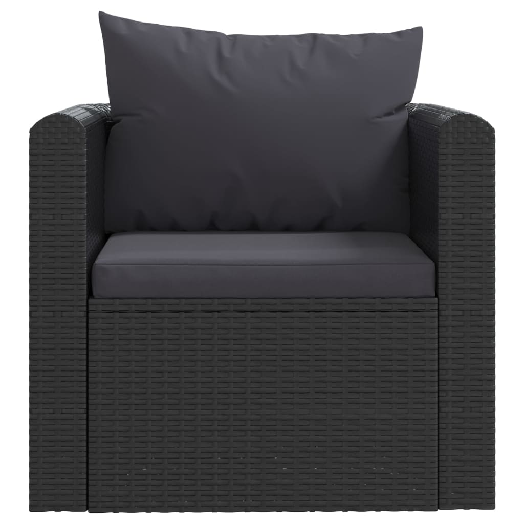 Set Divani da Giardino 7 pz con Cuscini in Polyrattan Nero - homemem39