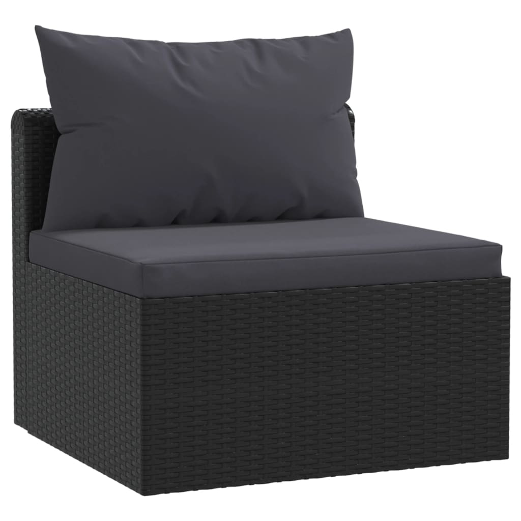 Set Divani da Giardino 7 pz con Cuscini in Polyrattan Nero - homemem39