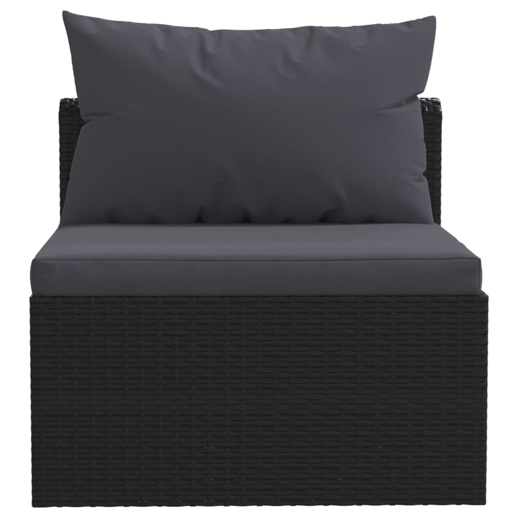 Set Divani da Giardino 7 pz con Cuscini in Polyrattan Nero - homemem39