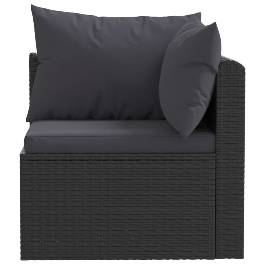 Set Divani da Giardino 5 pz con Cuscini in Polyrattan Nero - homemem39