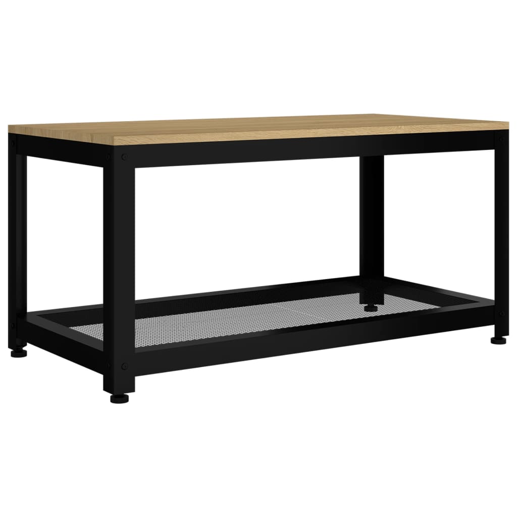 Tavolino Salotto Marrone Chiaro e Nero 90x45x45 cm MDF e Ferro - homemem39