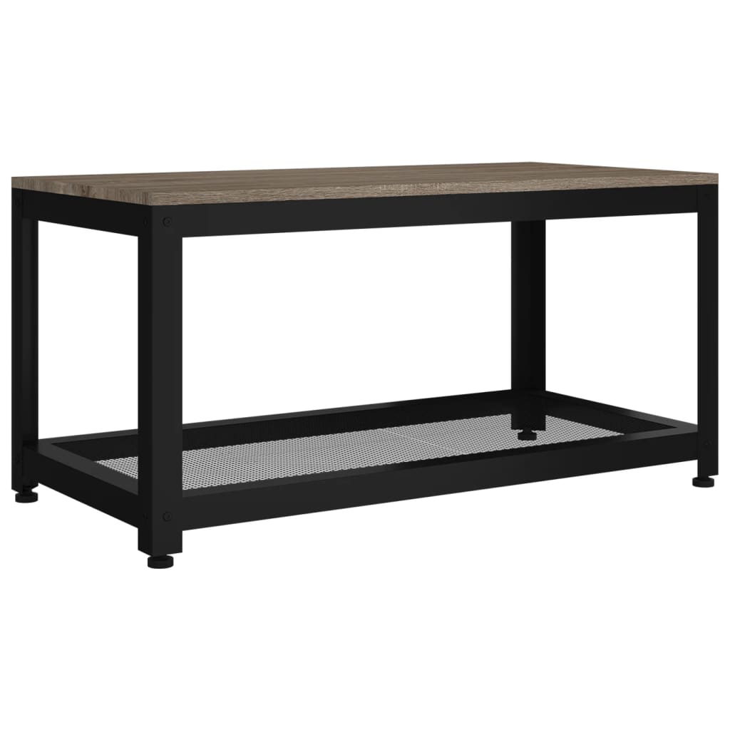 Tavolino da Salotto Grigio e Nero 90x45x45 cm in MDF e Ferro - homemem39