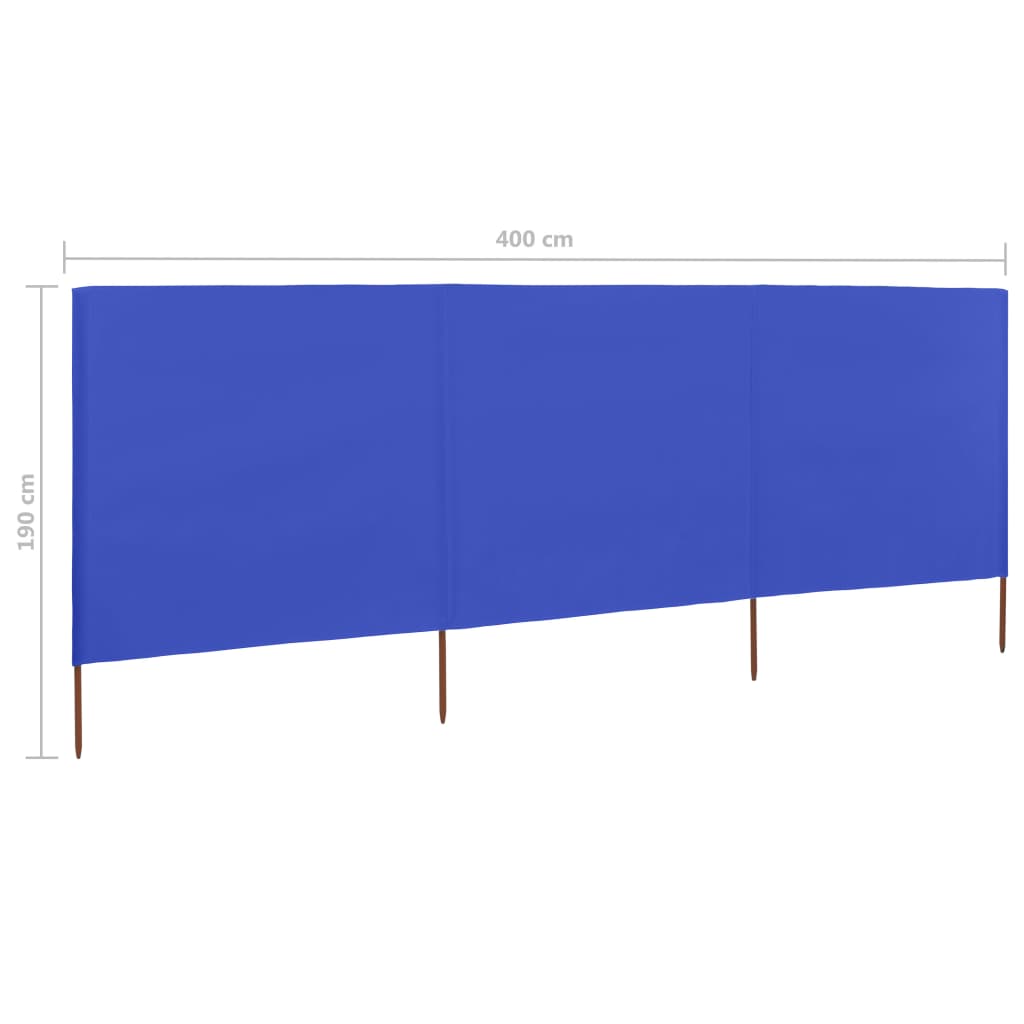 Paravento a 3 Pannelli in Tessuto 400x160 cm Azzurro - homemem39