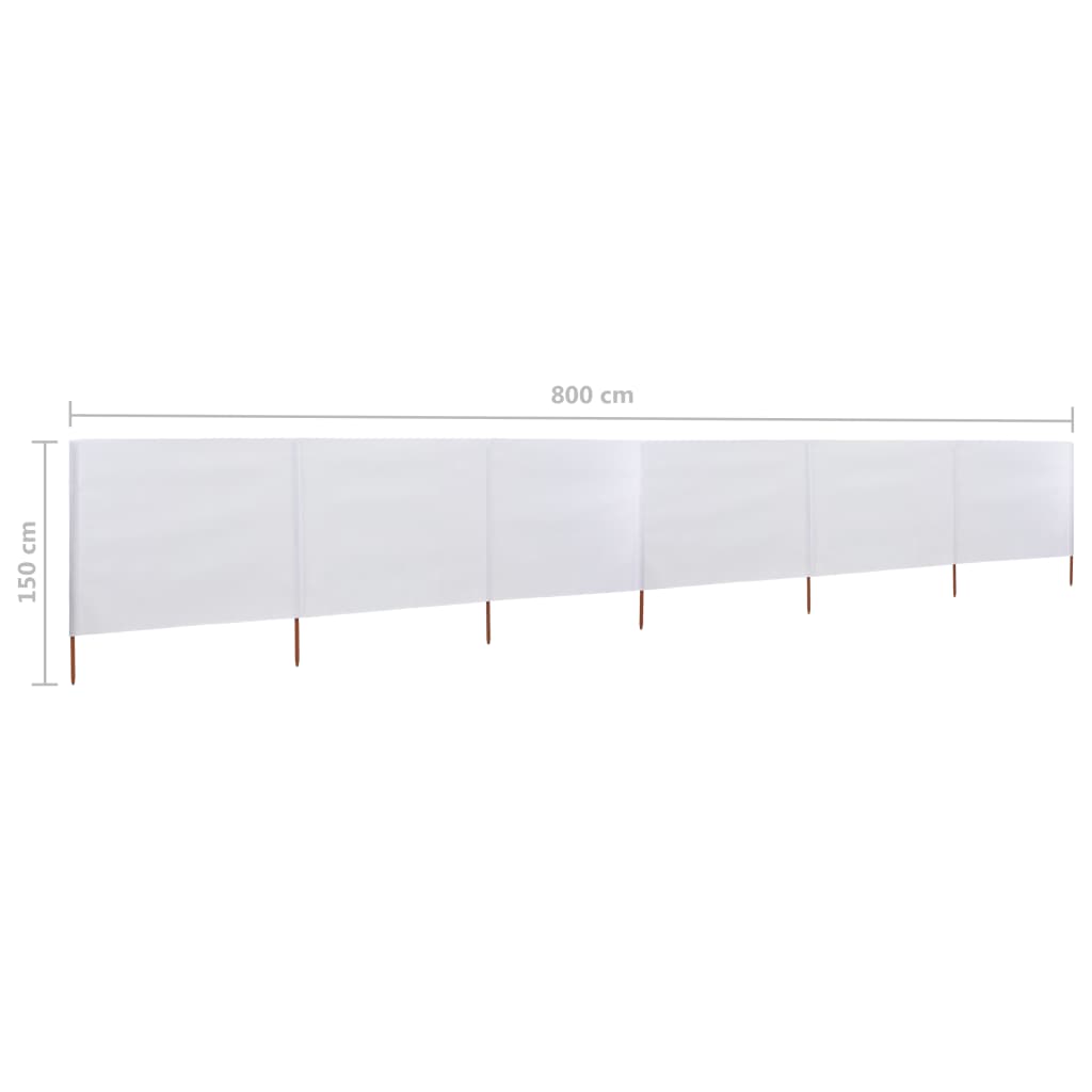 Paravento a 6 Pannelli in Tessuto 800x120 cm Bianco Sabbia - homemem39