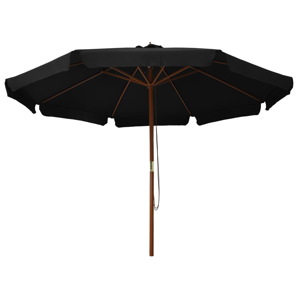 Ombrellone da Esterni con Palo in Legno 330 cm Nero - homemem39