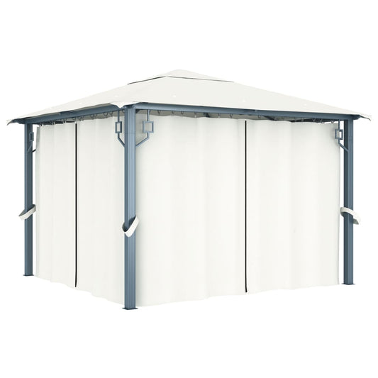 Gazebo con Tenda 300 x 300 cm Crema Alluminio - homemem39