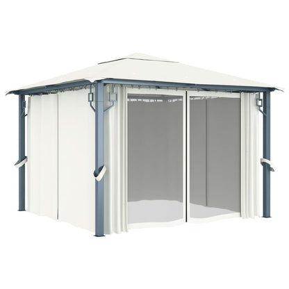 Gazebo con Tenda 300 x 300 cm Crema Alluminio - homemem39