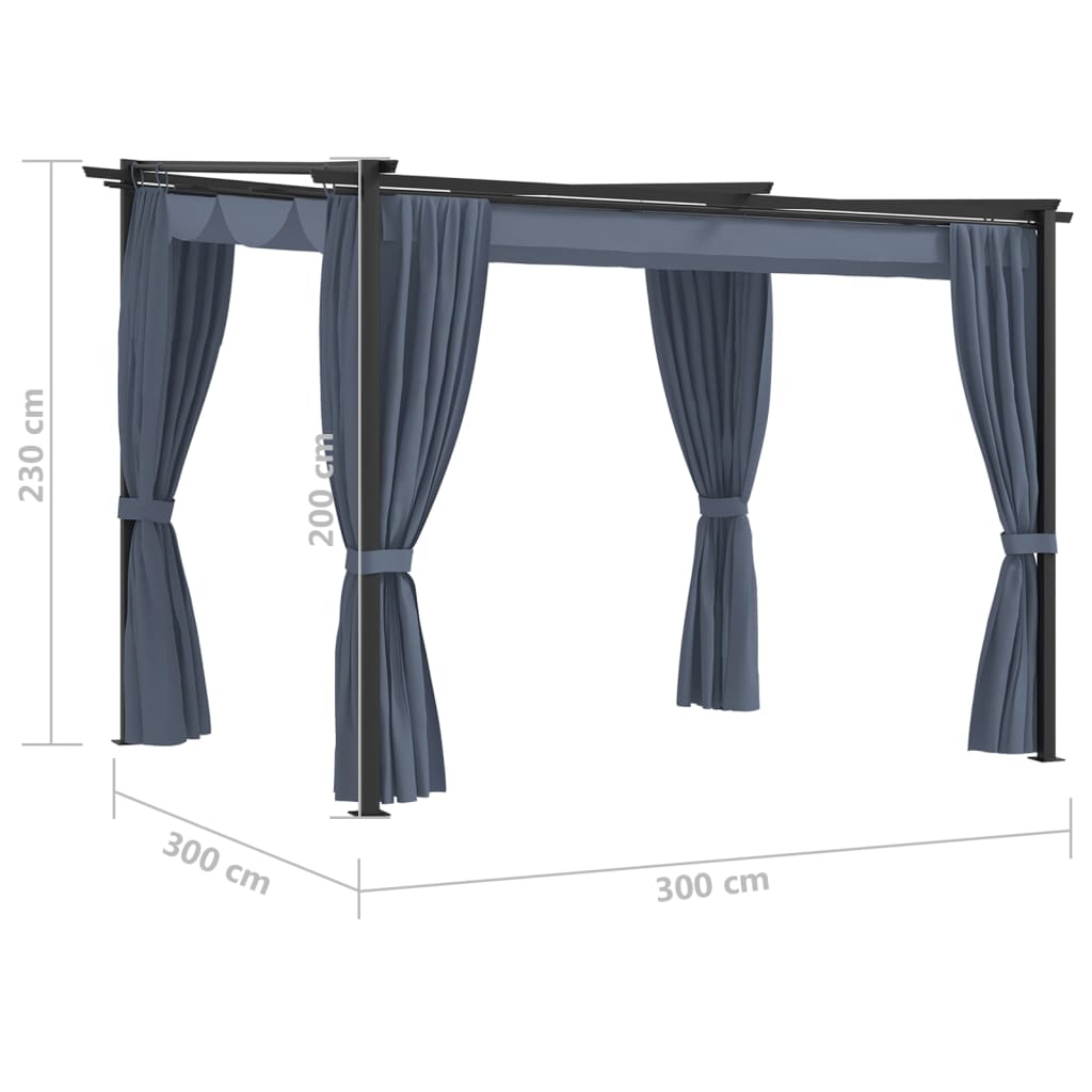 Gazebo con Tende 3x3 cm Antracite in Acciaio - homemem39