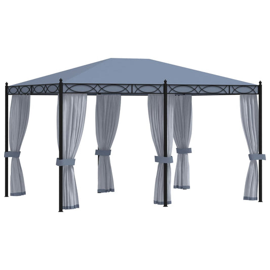 Gazebo con Schermi a Rete 3x4 cm Antracite in Acciaio - homemem39