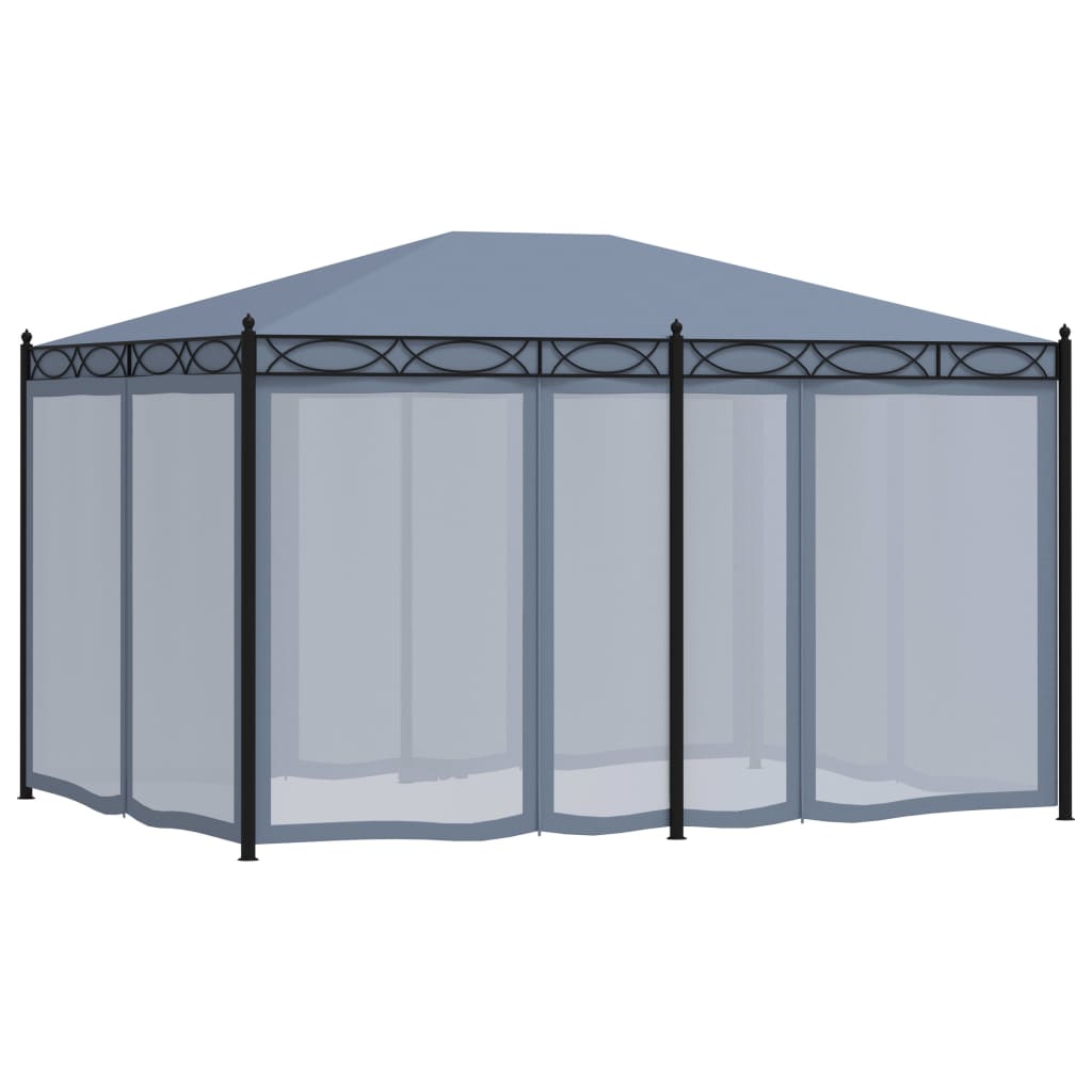 Gazebo con Schermi a Rete 3x4 cm Antracite in Acciaio - homemem39