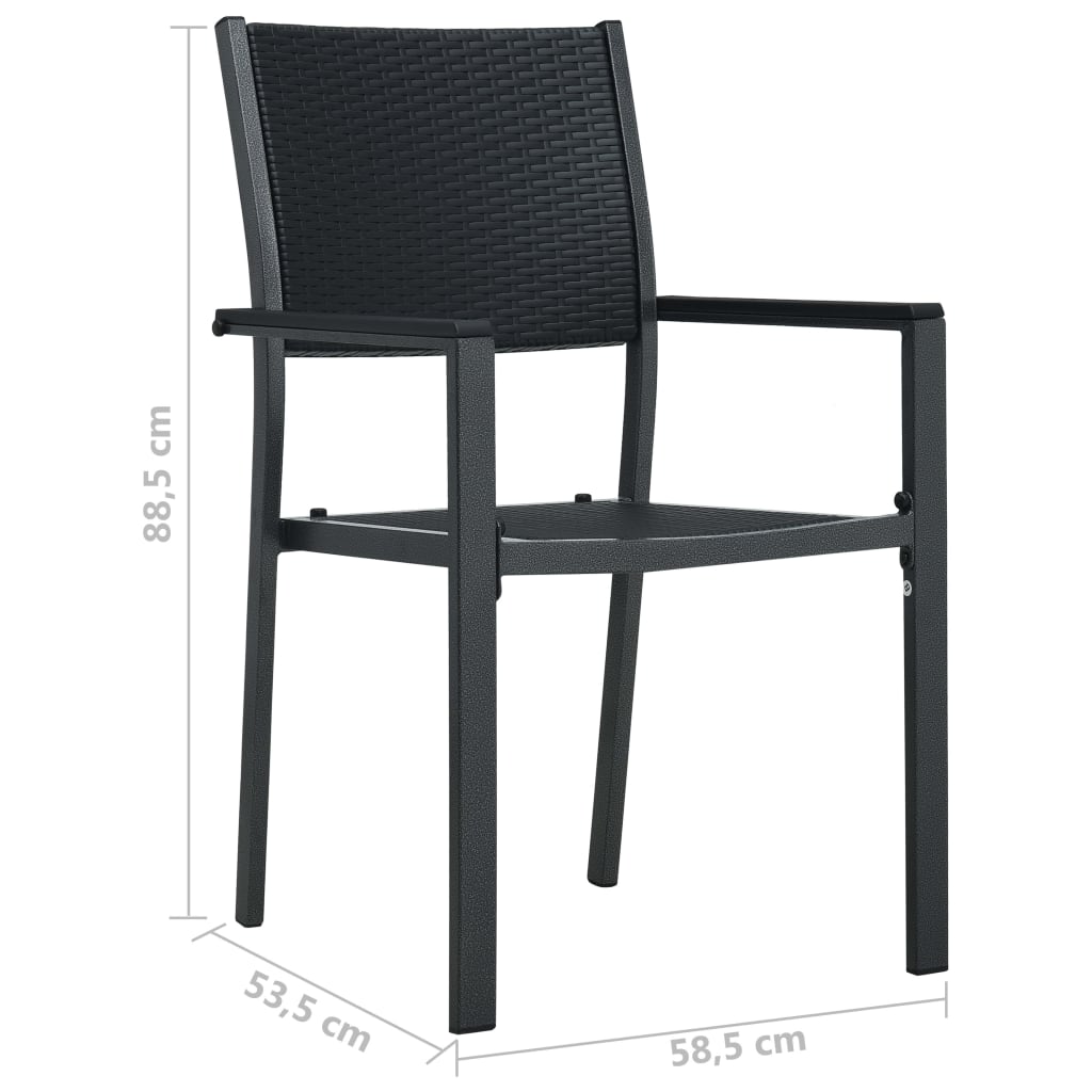 Sedie da Giardino 2 pz Nere in Plastica Stile Rattan - homemem39