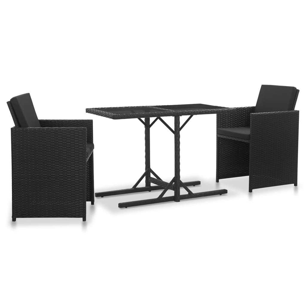 Set da Pranzo da Giardino 9 pz con Cuscini in Polyrattan Nero - homemem39