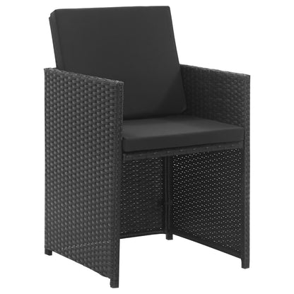 Set da Pranzo da Giardino 9 pz con Cuscini in Polyrattan Nero - homemem39