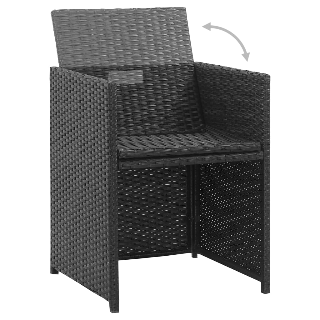 Set da Pranzo da Giardino 9 pz con Cuscini in Polyrattan Nero - homemem39