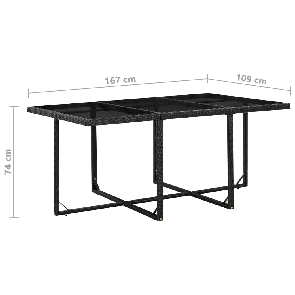 Set da Pranzo da Giardino 11 pz con Cuscini in Polyrattan Nero - homemem39