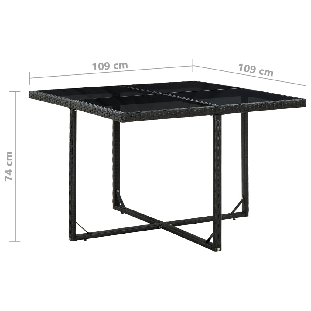 Set da Pranzo da Giardino 5 pz con Cuscini in Polyrattan Nero - homemem39