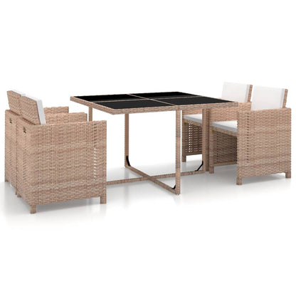 Set da Pranzo da Giardino 5 pz con Cuscini in Polyrattan Beige - homemem39