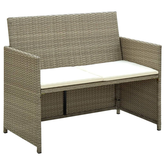 Divano da Giardino a 2 Posti con Cuscini Beige in Polyrattan - homemem39