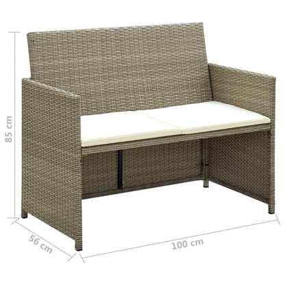 Divano da Giardino a 2 Posti con Cuscini Beige in Polyrattan - homemem39