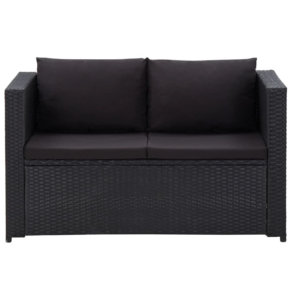 Set Divani da Giardino 3 pz con Cuscini in Polyrattan Nero - homemem39