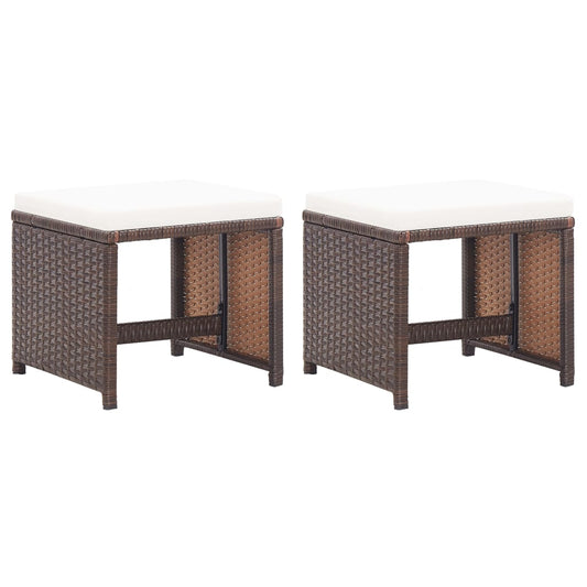 Sgabelli da Giardino 2 pz con Cuscini in Polyrattan Marrone - homemem39