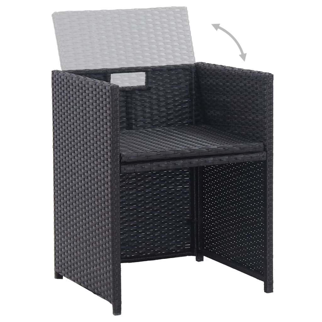 Set da Pranzo da Giardino 15 pz con Cuscini in Polyrattan Nero - homemem39