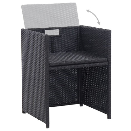 Set da Pranzo da Giardino 15 pz con Cuscini in Polyrattan Nero - homemem39